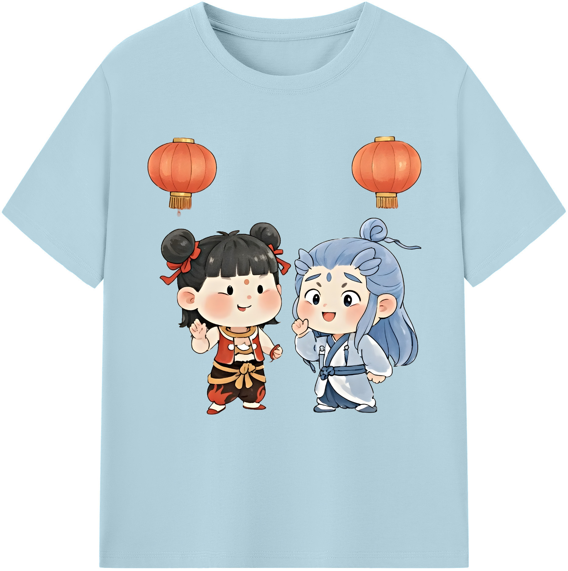（画像用） Ne Zha 2 ナタ 魔童の大暴れ 綿100％半袖Tシャツ（フロントプリント）